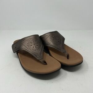 Rockport Ridge Cutout Thong Sandals Womens 8.5M Bronze Brown Flip Flops CH4916